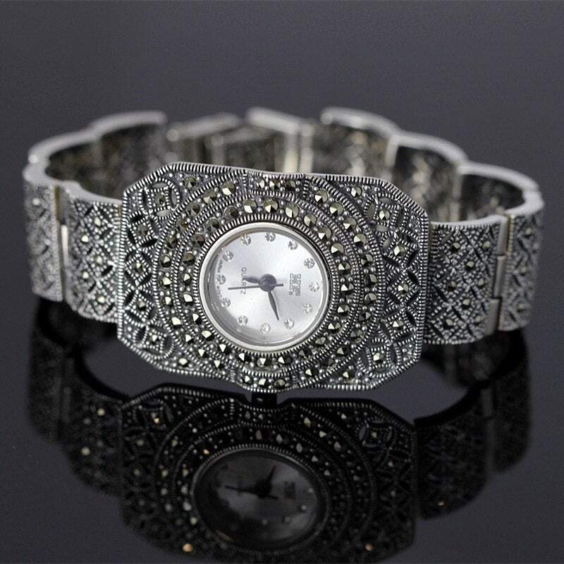 Top Quality Limited Edition Classic Silver Women Bracelet Watch Lady Real Silver Watch Pure Silver Bracelet Watch Silver Bangle
