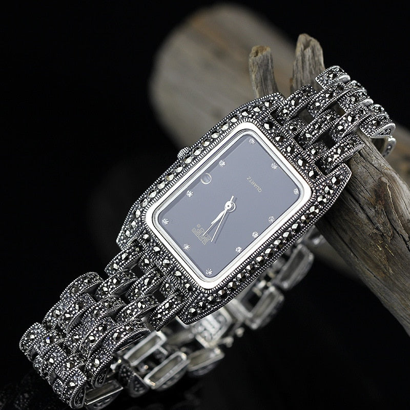 Hot Sale Women Classic Thai Silver Bracelet Watch S925 Silver Bracelet Watch Pure Silver Bracelet Watches Real Dropshipping